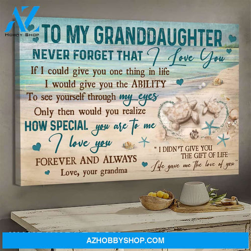 Grandma to Granddaughter - Sand turtle - Life gave me the love of you - Family Landscape Canvas Prints, Wall Art