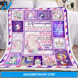 Grandma To Granddaughter Unicorn Fleece Blanket Gift for Granddaughter