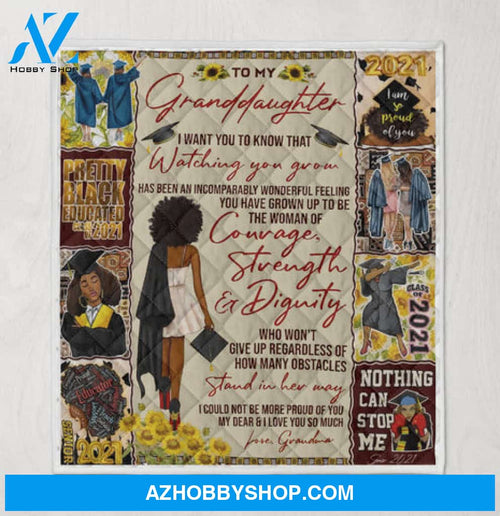 Grandma To My Granddaughter. Black Girl Graduation Senior 2021 Quilt Blanket 287