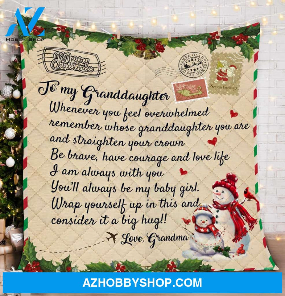 Grandma To My Granddaughter Christmas Letter Fleece Blanket