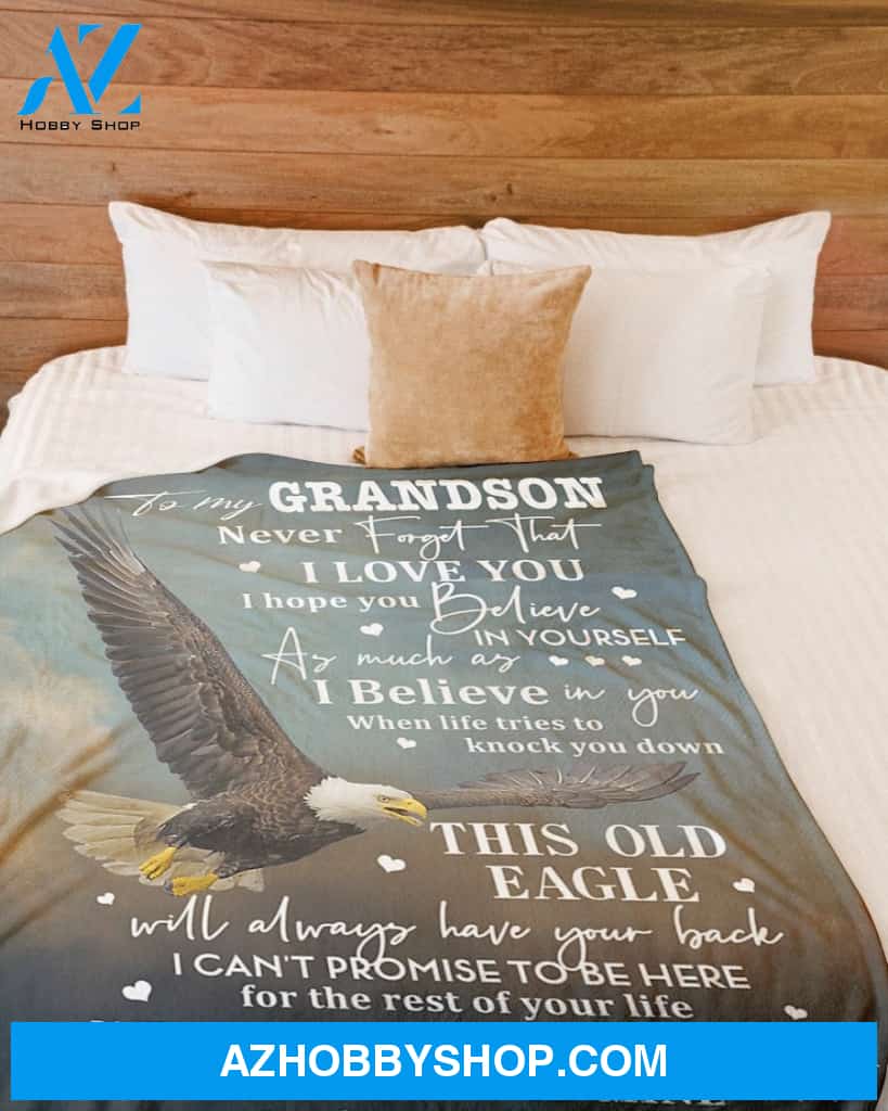 Grandpa To Grandson Eagle Always Have Your Back Fleece Blanket