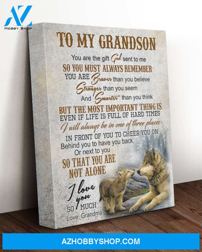 Grandson Canvas From Grandma Wolf Canvas Full Size Canvas You Are The Gift God Sent To Me