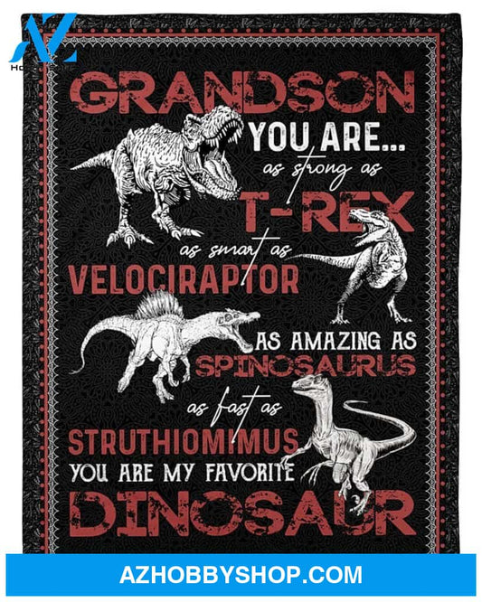 Personalized Grandson From Grandma Grandpa You Are My Favorite Dinosaur Fleece Blanket Great Customized Gifts For Birthday Christmas Thanksgiving