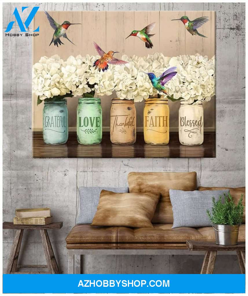 Grateful 2 Hummingbird Wall Art Canvas