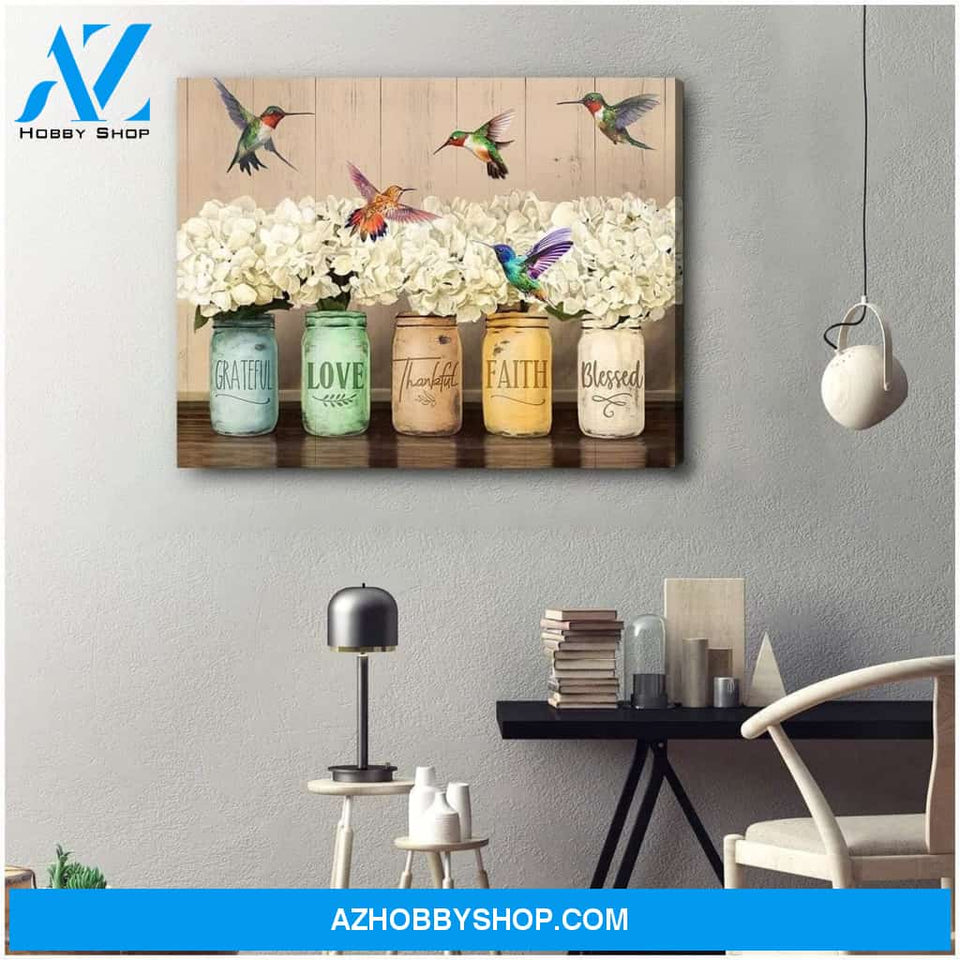 Grateful 2 Hummingbird Wall Art Canvas