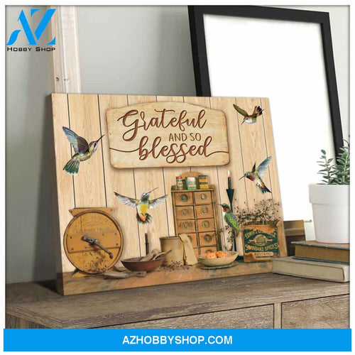 Grateful And So Blessed Hummingbird Canvas Wall Art, Wall Decor Visual Art