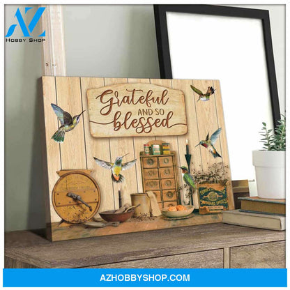 Grateful and so blessed Hummingbird Canvas Wall Art Decor