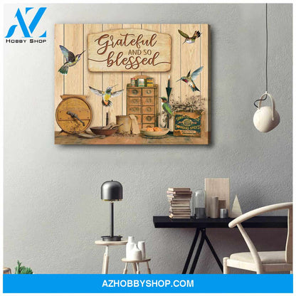 Grateful and so blessed Hummingbird Canvas Wall Art Decor