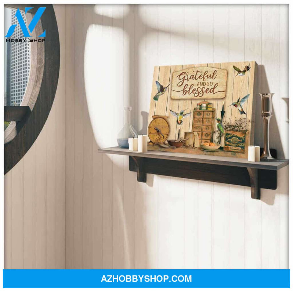 Grateful and so blessed Hummingbird Canvas Wall Art Decor