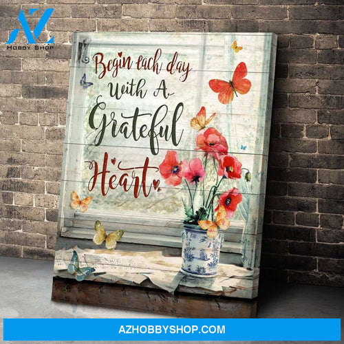 Grateful Heart Butterfly Wall Art Canvas