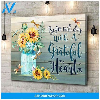 Grateful Heart Dragonfly Wall Art Canvas