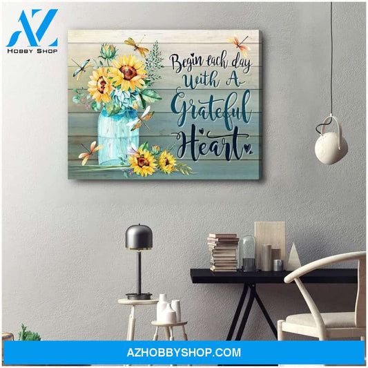 Grateful Heart Dragonfly Wall Art Canvas