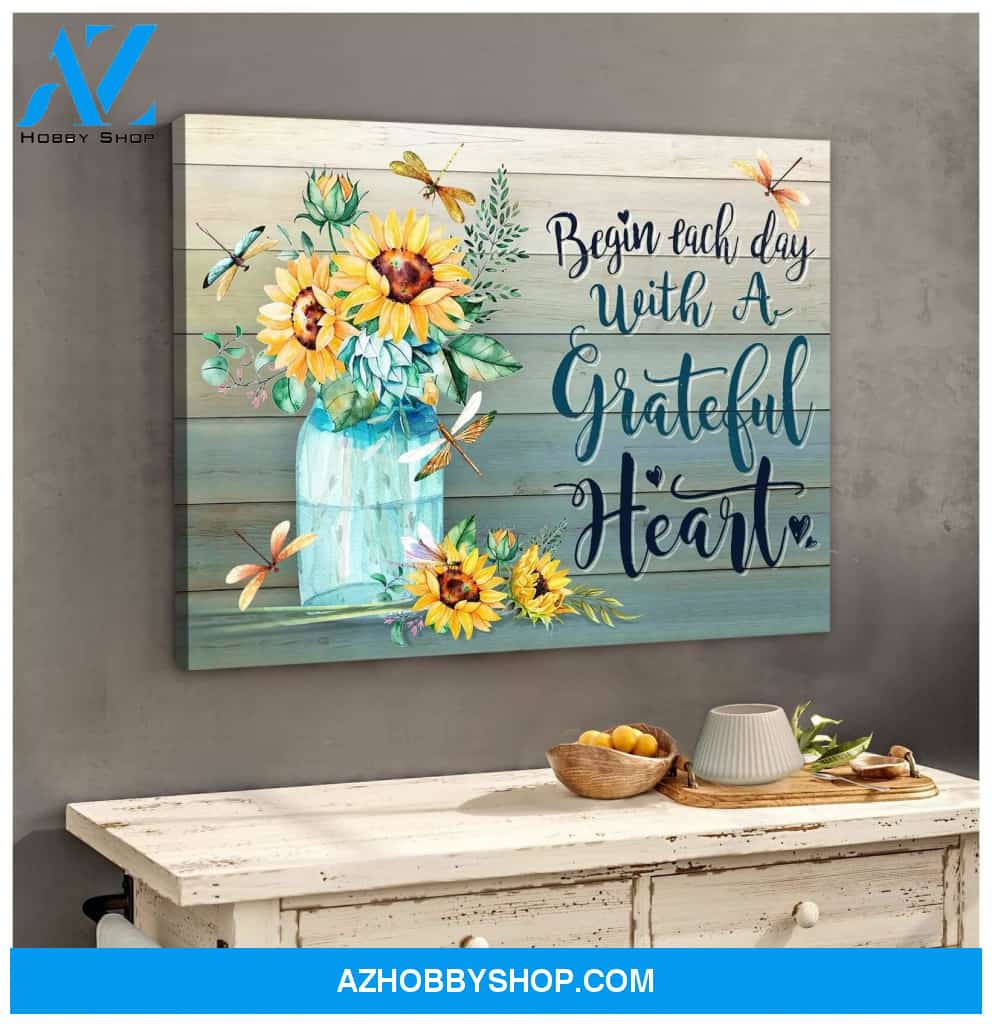 Grateful Heart Dragonfly Wall Art Canvas