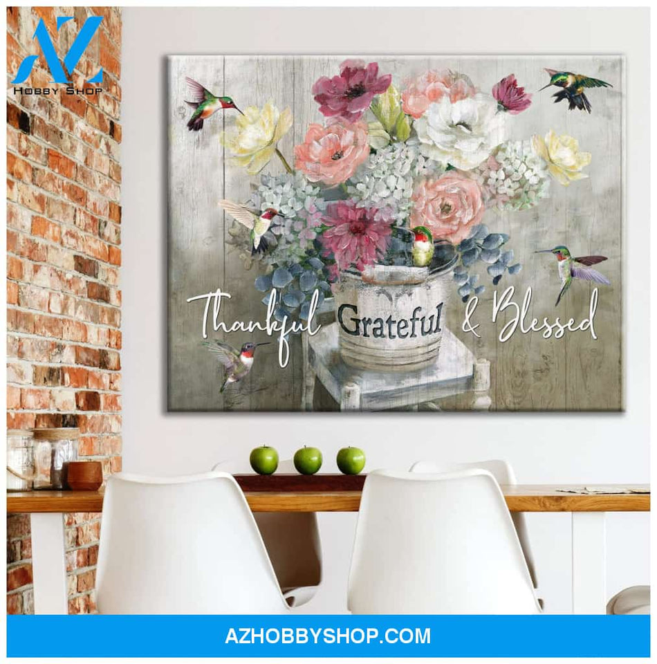 Grateful Hummingbird Wall Art Canvas