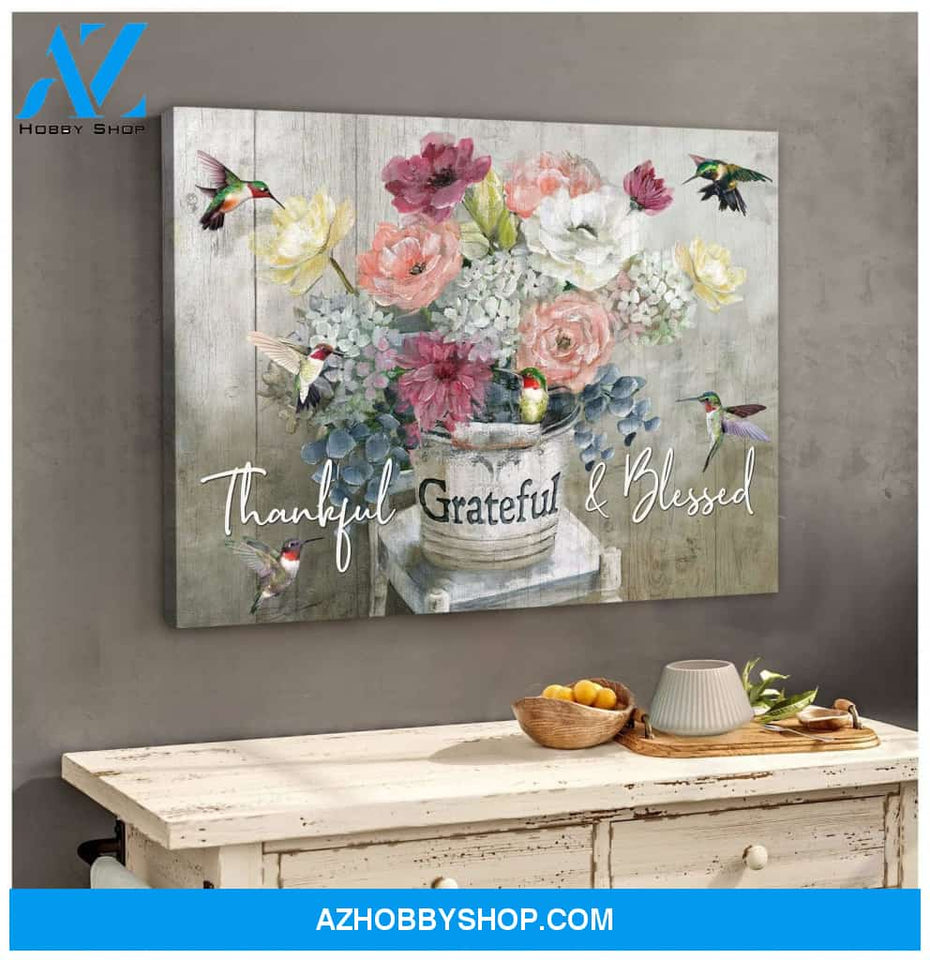 Grateful Hummingbird Wall Art Canvas