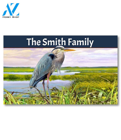 Great Blue Heron Personalized Doormat - 18" x 30"