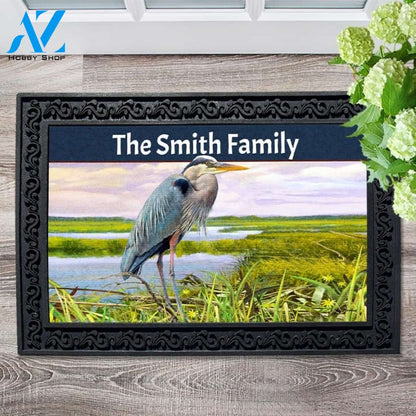 Great Blue Heron Personalized Doormat - 18" x 30"