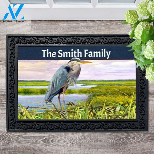 Great Blue Heron Personalized Doormat - 18" x 30"