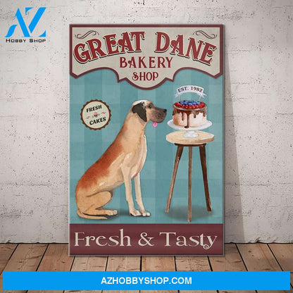 Great Dane Dog Bakery Shop Canvas Wall Art, Wall Decor Visual Art
