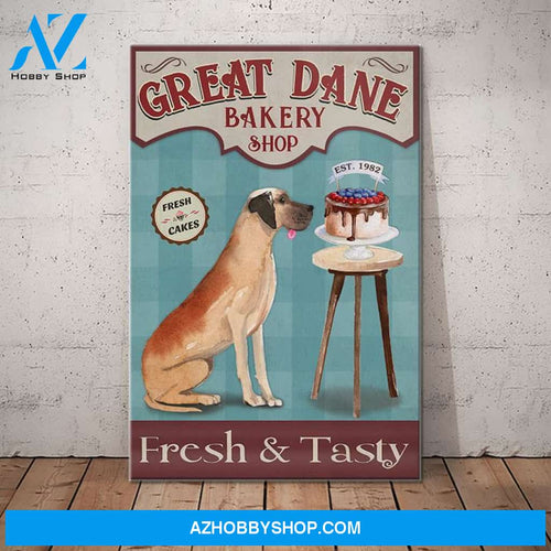 Great Dane Dog Bakery Shop Canvas Wall Art, Wall Decor Visual Art