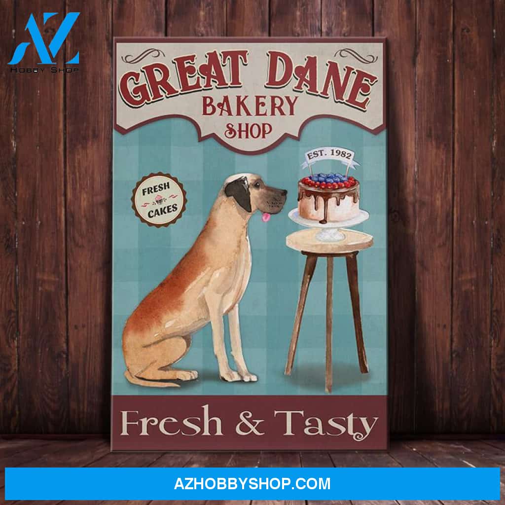 Great Dane Dog Bakery Shop Canvas Wall Art, Wall Decor Visual Art