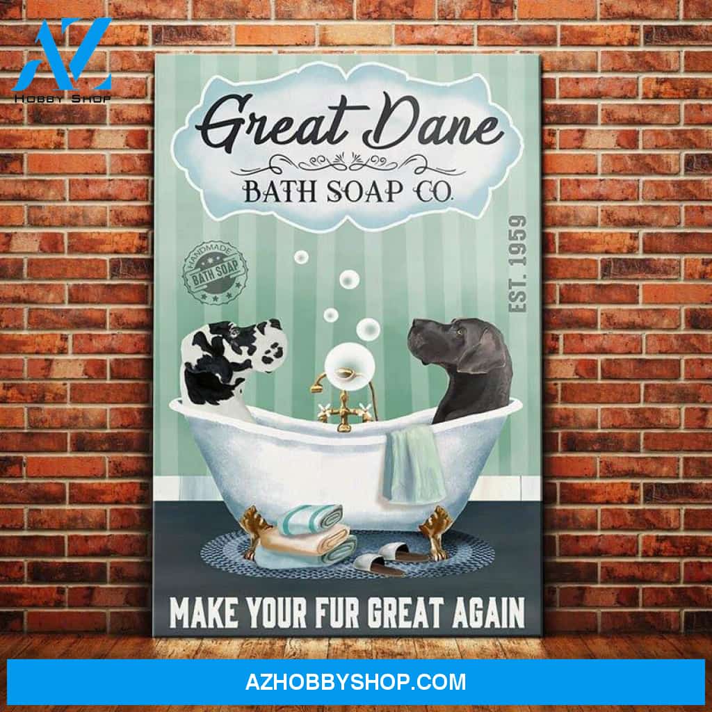 Great Dane Dog Bath Soap Canvas Wall Art, Wall Decor Visual Art