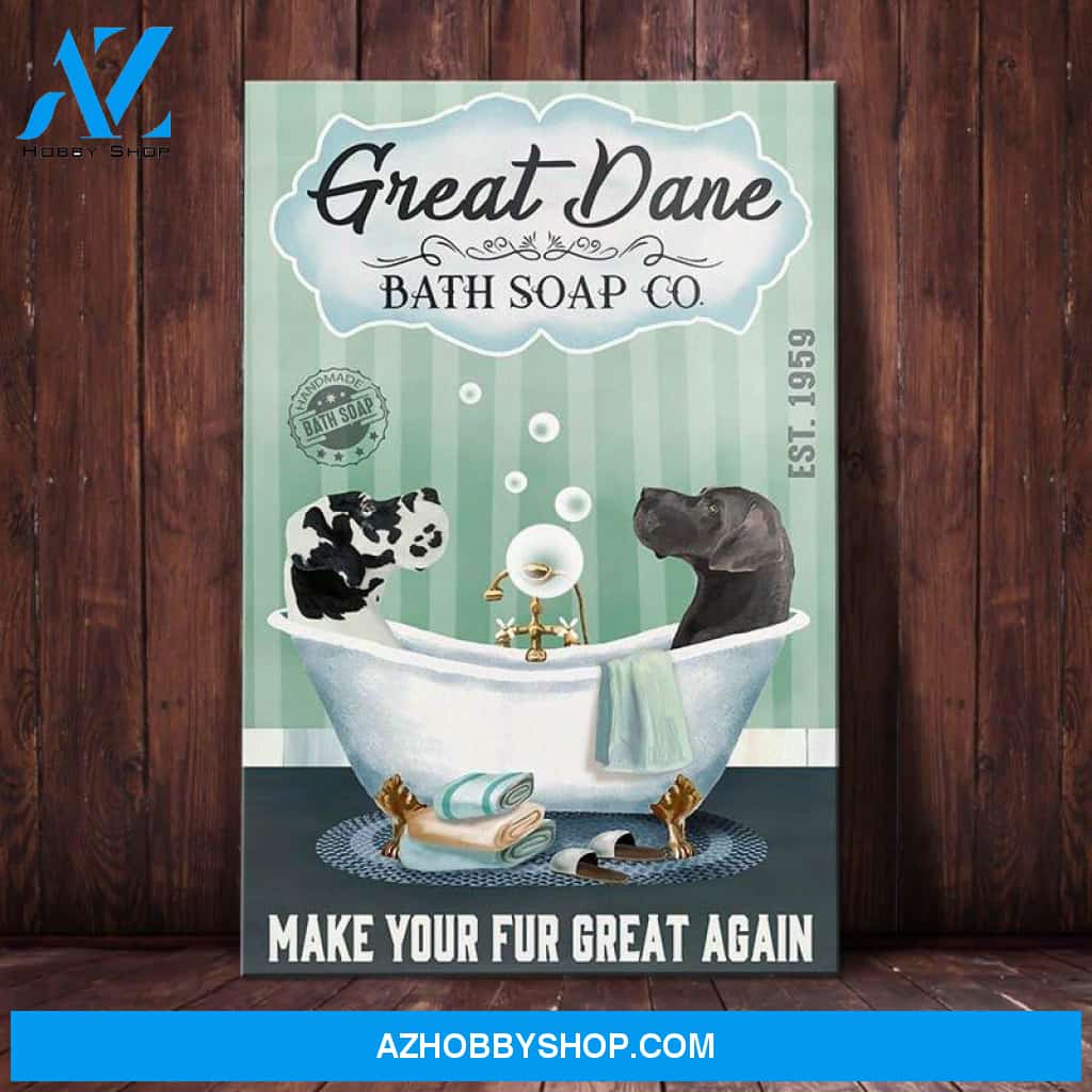 Great Dane Dog Bath Soap Canvas Wall Art, Wall Decor Visual Art