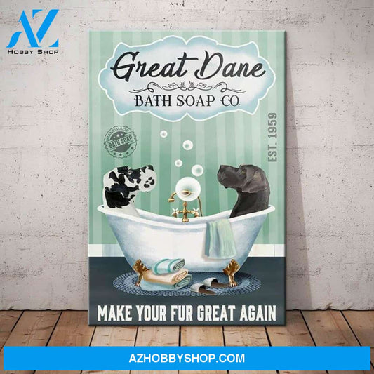 Great Dane Dog Bath Soap Canvas Wall Art, Wall Decor Visual Art