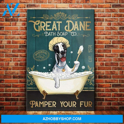Great Dane Dog Bath Soap Company Canvas Wall Art, Wall Decor Visual Art