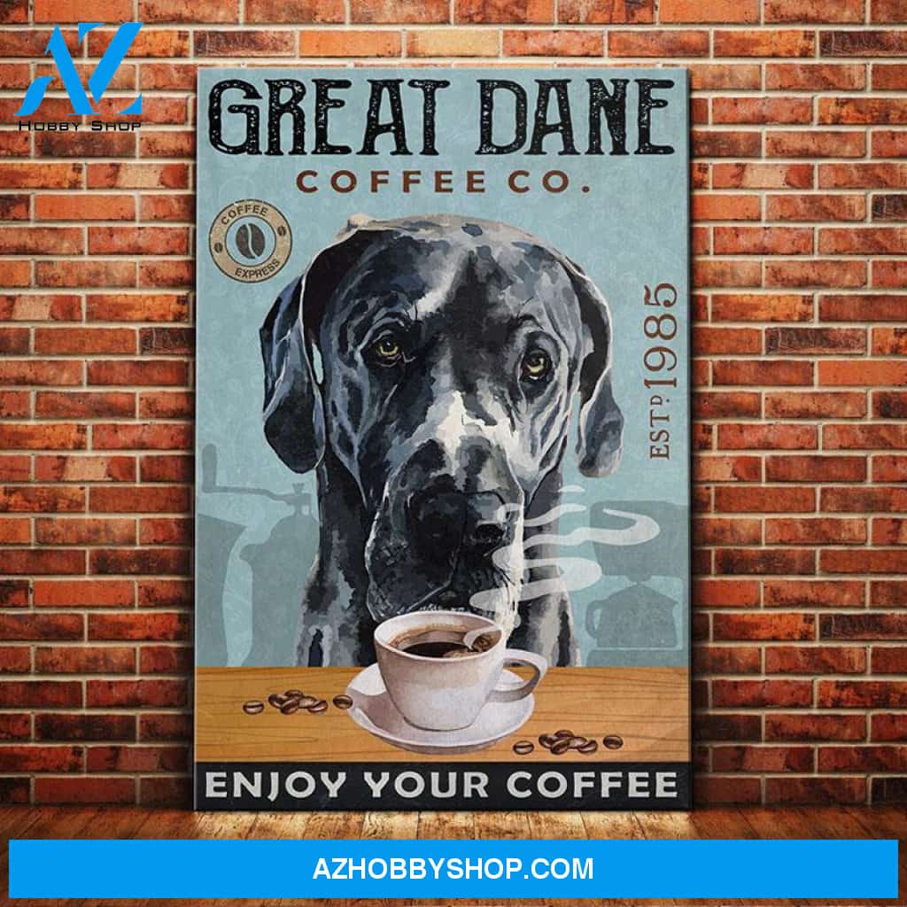 Great Dane Dog Coffee Company Canvas Wall Art, Wall Decor Visual Art