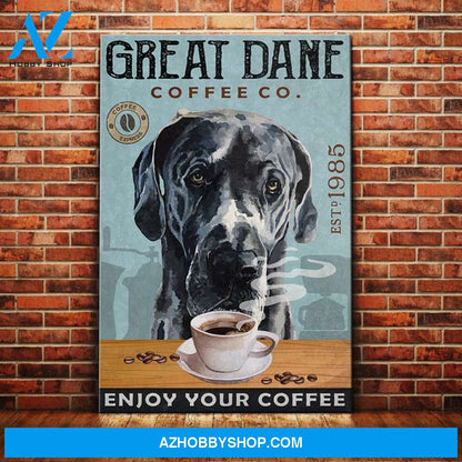 Great Dane Dog Coffee Company Canvas Wall Art, Wall Decor Visual Art