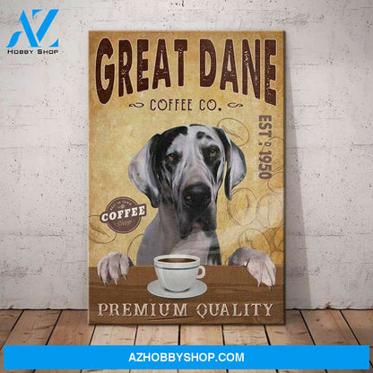 Great Dane Dog Coffee Company Canvas Wall Art, Wall Decor Visual Art