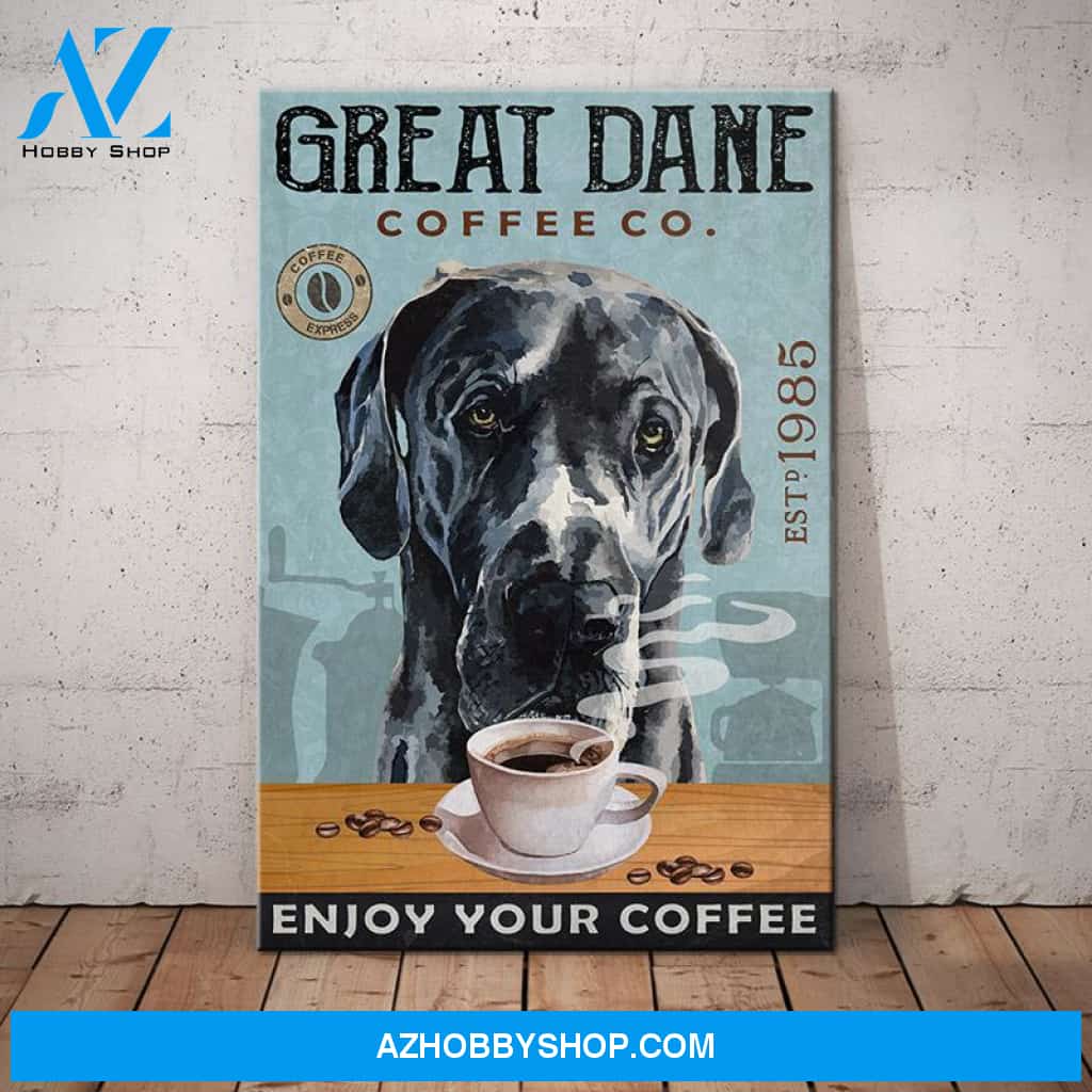 Great Dane Dog Coffee Company Canvas Wall Art, Wall Decor Visual Art
