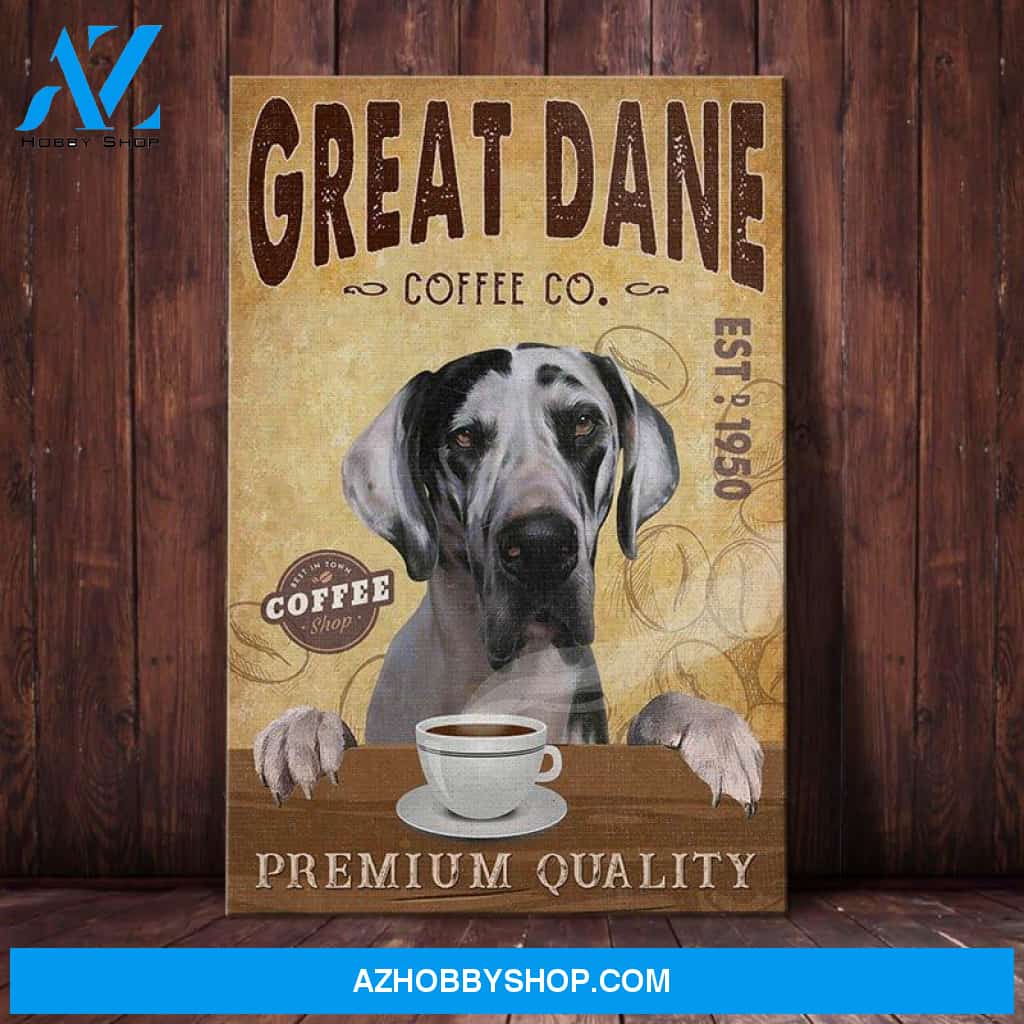 Great Dane Dog Coffee Company Canvas Wall Art, Wall Decor Visual Art