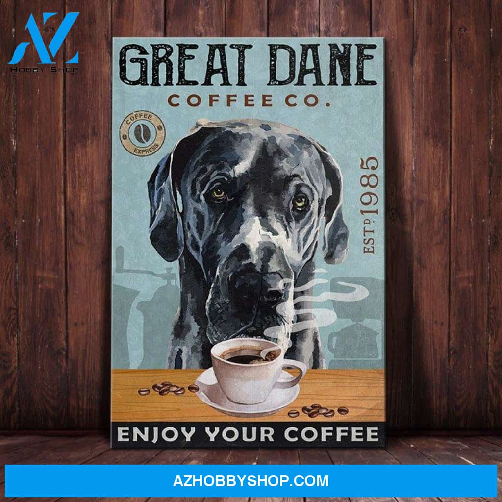 Great Dane Dog Coffee Company Canvas Wall Art, Wall Decor Visual Art