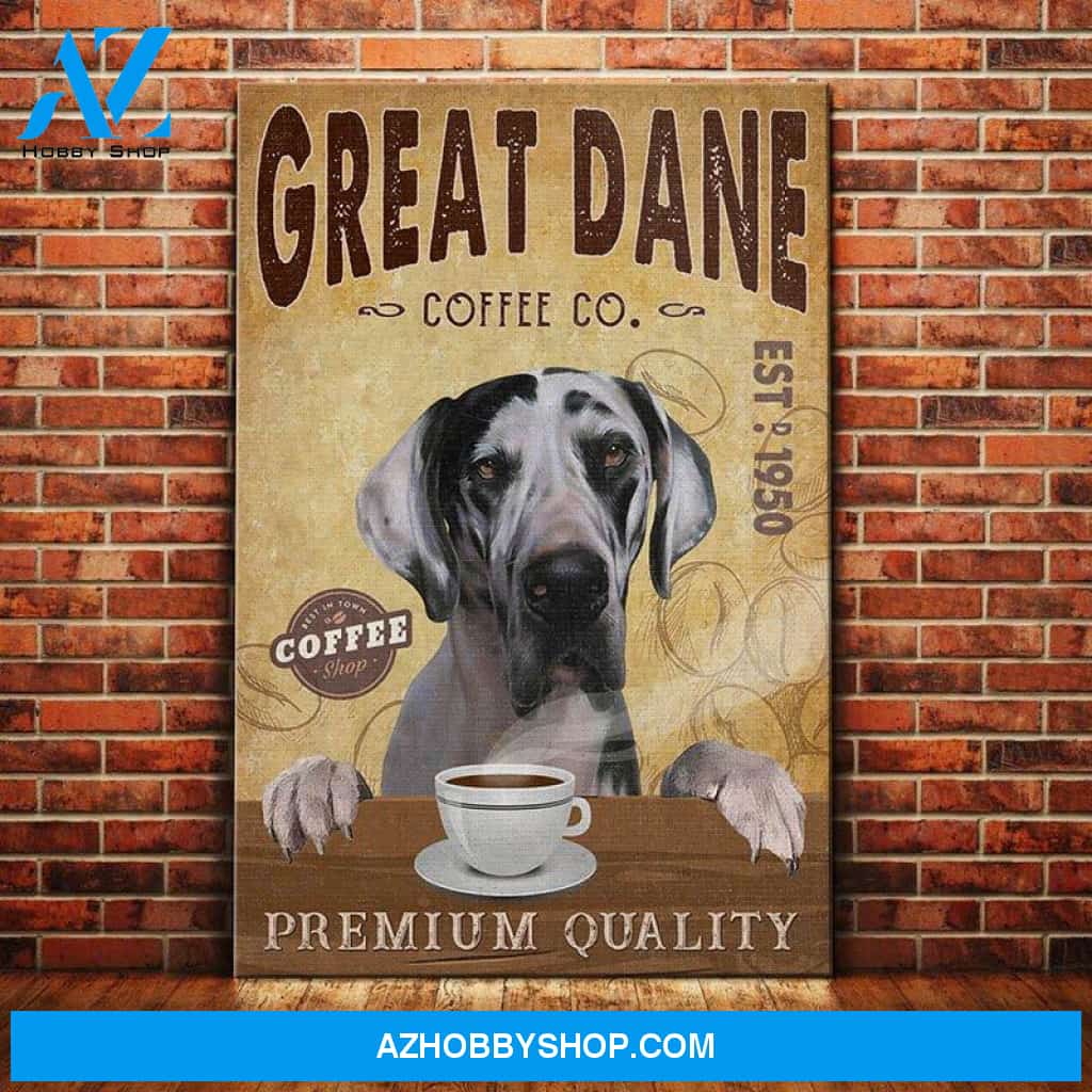 Great Dane Dog Coffee Company Canvas Wall Art, Wall Decor Visual Art