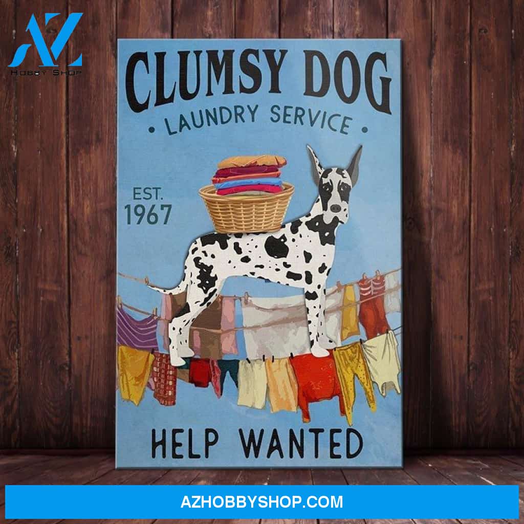 Great Dane Dog Laundry Service Canvas Wall Art, Wall Decor Visual Art