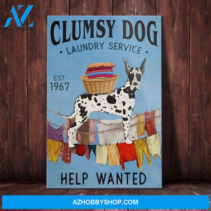 Great Dane Dog Laundry Service Canvas Wall Art, Wall Decor Visual Art