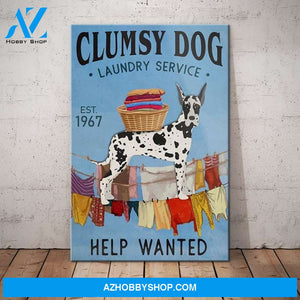 Great Dane Dog Laundry Service Canvas Wall Art, Wall Decor Visual Art
