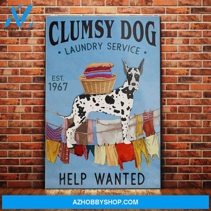 Great Dane Dog Laundry Service Canvas Wall Art, Wall Decor Visual Art