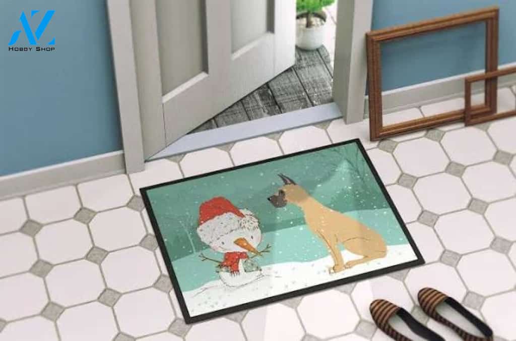 Great Dane Dog Snowman Doormat Welcome Mat Housewarming Gift Home Decor Funny Doormat Gift Idea For Friend Happy Winter Gift Ideas