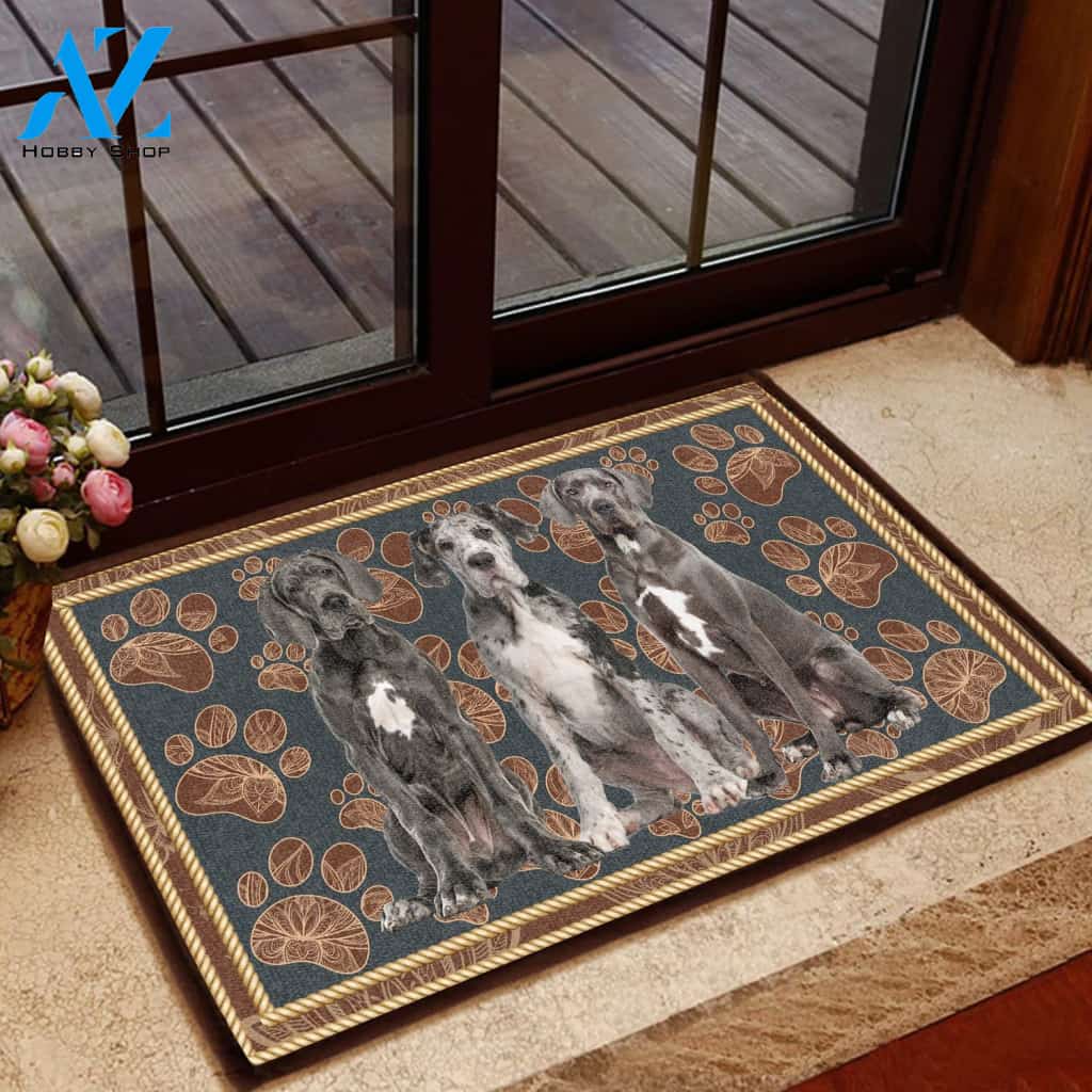 Great Dane Flower Paw - Dog Doormat | Welcome Mat | House Warming Gift
