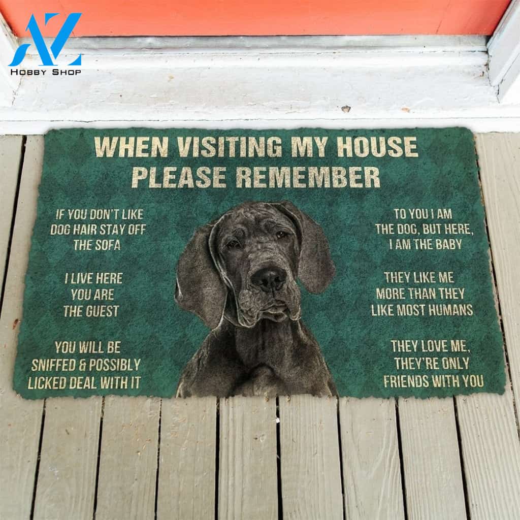 Great Dane House Rules Doormat | Colorful | Size 8x27'' 24x36''