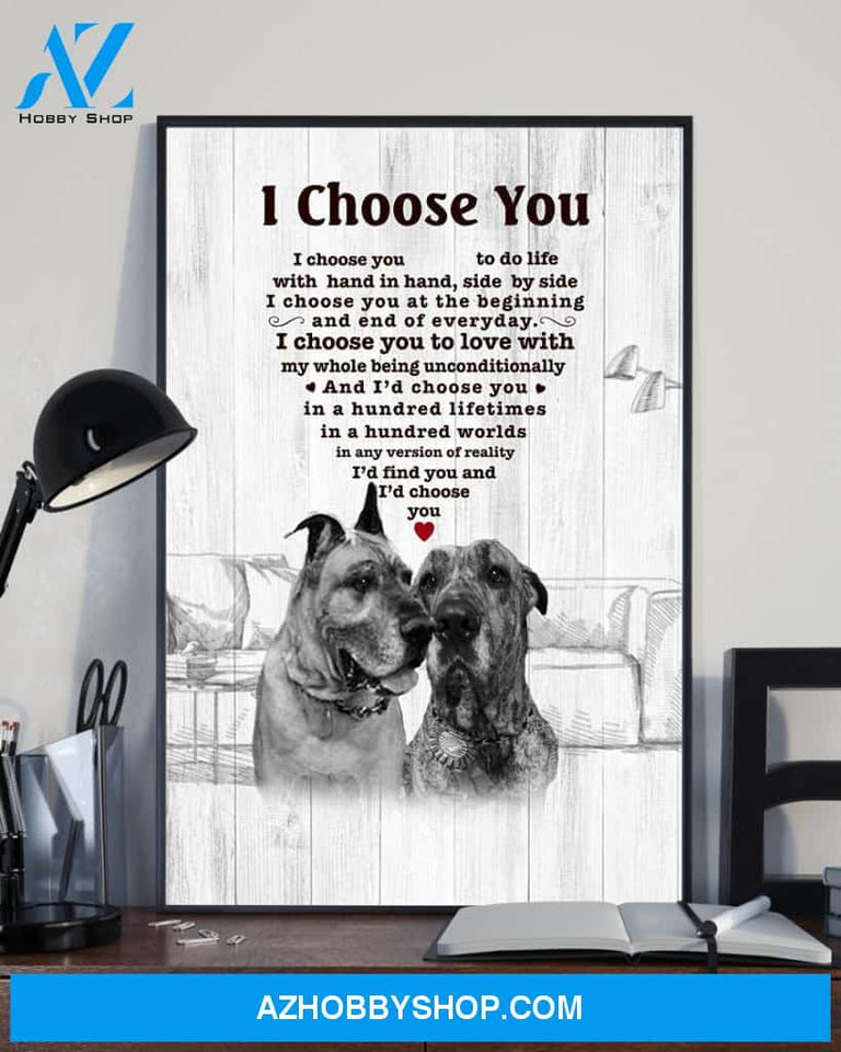 Great Dane I Choose You Bulldog Lover Dog Mom Jl Canvas And Poster Wall Decor Visual Art Mother's Day Gift