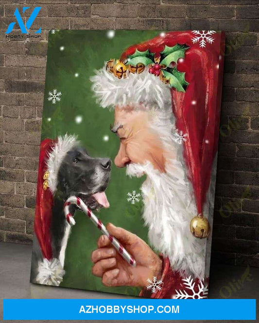 Great Dane talking to Santa Dog Portrait Canvas Prints, Wall Art