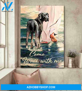Great Dane walks with God Dog Portrait Canvas Prints, Wall Art