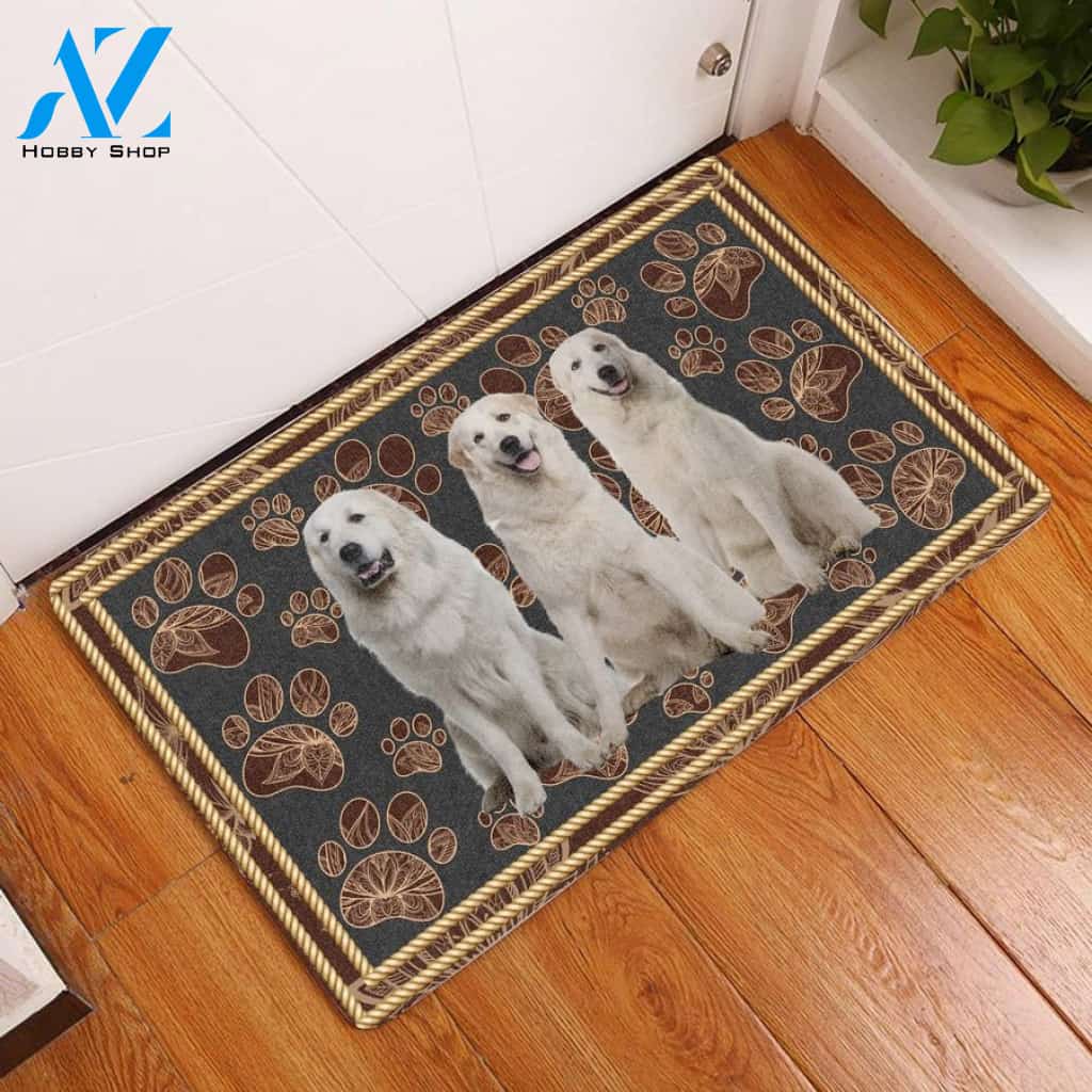 Great Pyrenees Flower Paw Doormat