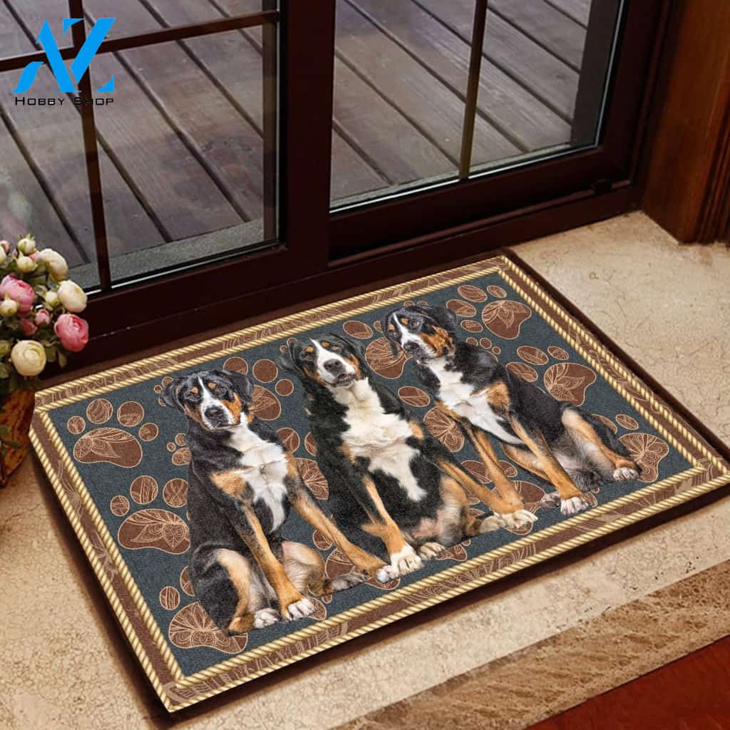 Greater Swiss Mountain Dog Flower Paw - Dog Doormat | Welcome Mat | House Warming Gift