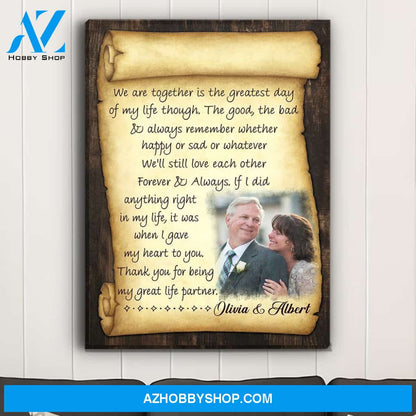 Greatest Day Of My Life - Personalized Custom Photo Canvas