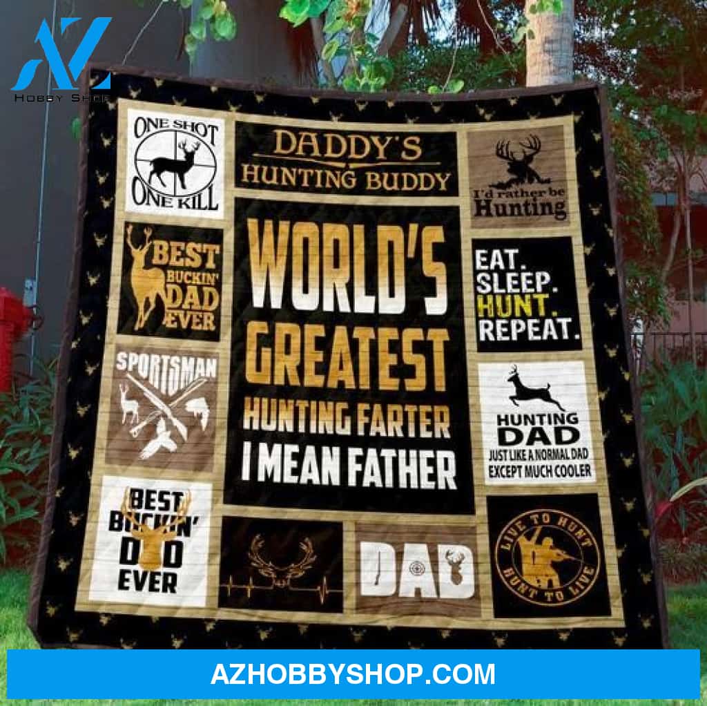 Greatest Hunting Father Fleece Blanket Gift Dad